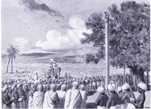 Asoka misszionáriusai parancsoszlopot állítottak fel Lauriya Nandangarhban ie 244-ben